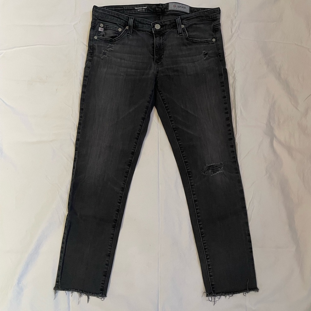 AG Adriano Goldschmied Grey Cigarette Crop Jeans (Size 28)